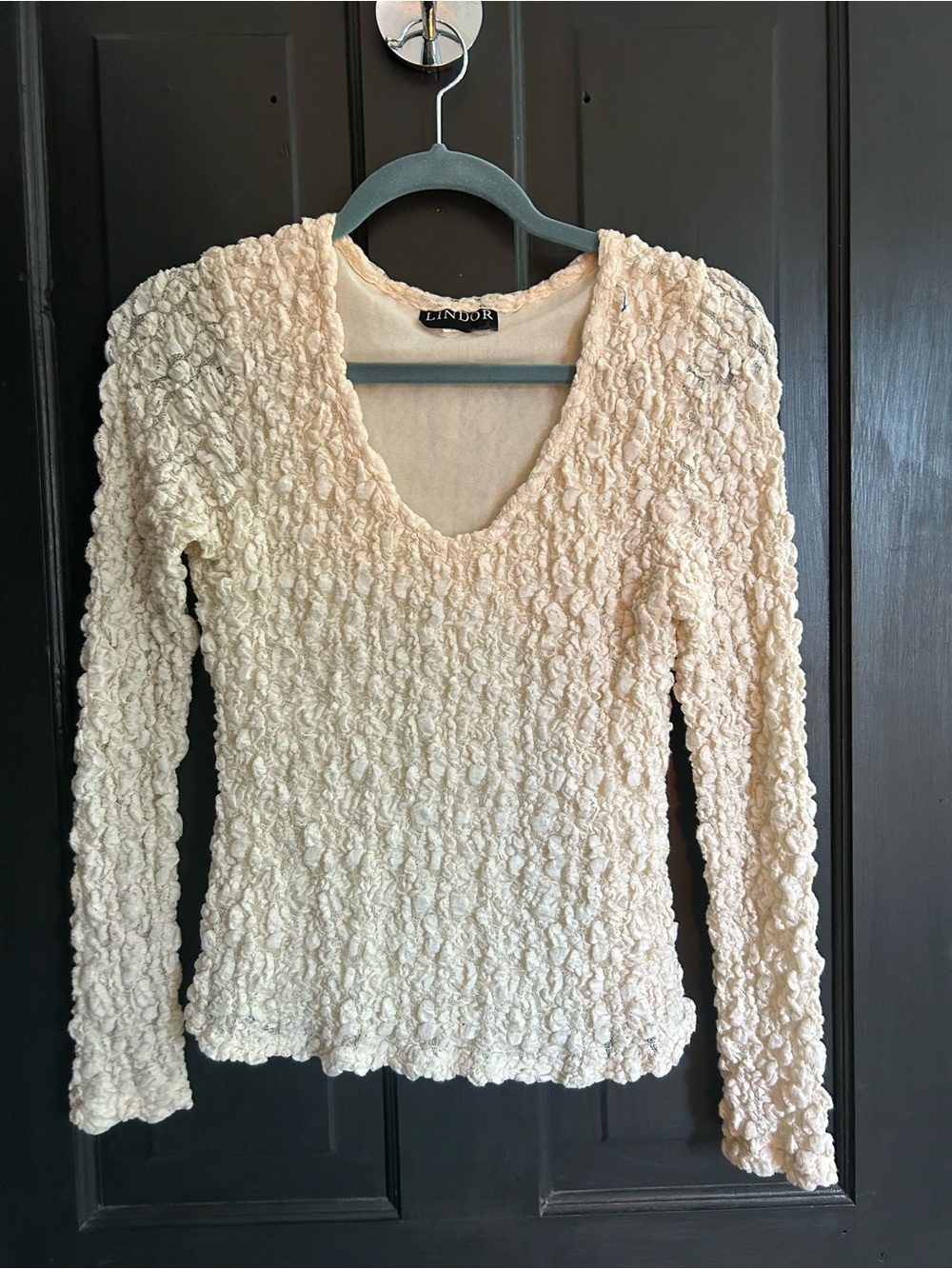 Lindor Cream Textured Long Sleeve Top